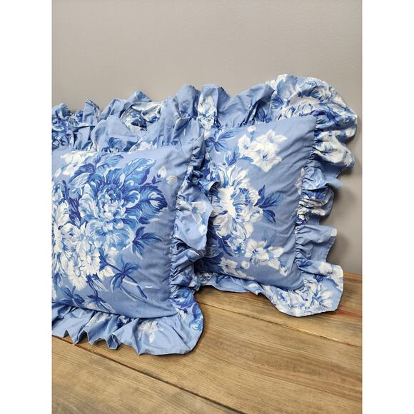 Ralph Lauren Shams Throw Pillows Grace Blue Set Of 3 Vintage - Picture 2 of 6